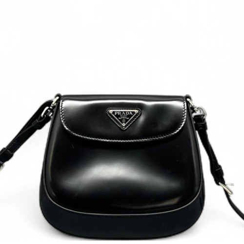 Prada Saddle Bag Glace Calfskin Black