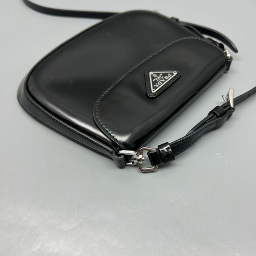 Prada Saddle Bag Glace Calfskin Black