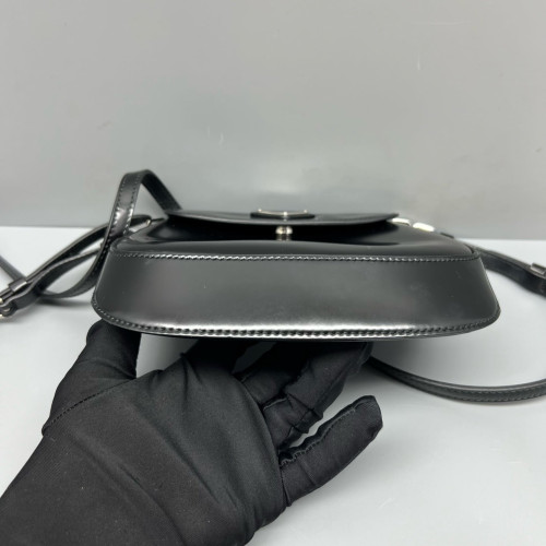 Prada Saddle Bag Glace Calfskin Black