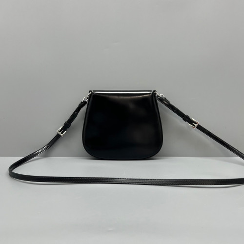 Prada Saddle Bag Glace Calfskin Black