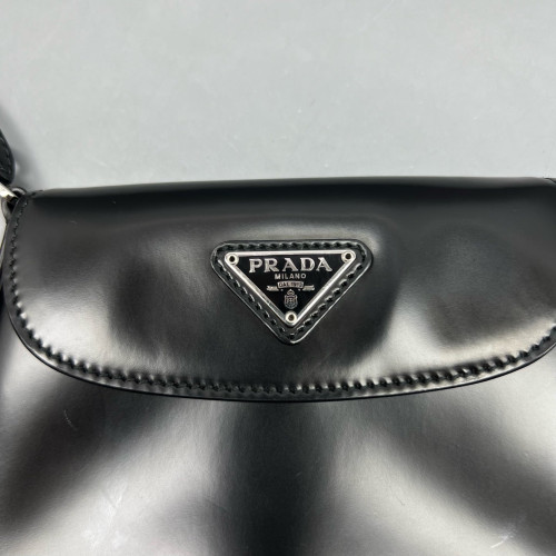 Prada Saddle Bag Glace Calfskin Black