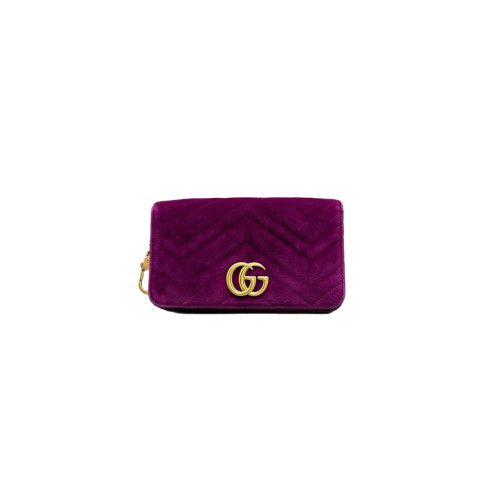 Gucci Matelasse GG Marmont Chain Wallet Velvet Purple