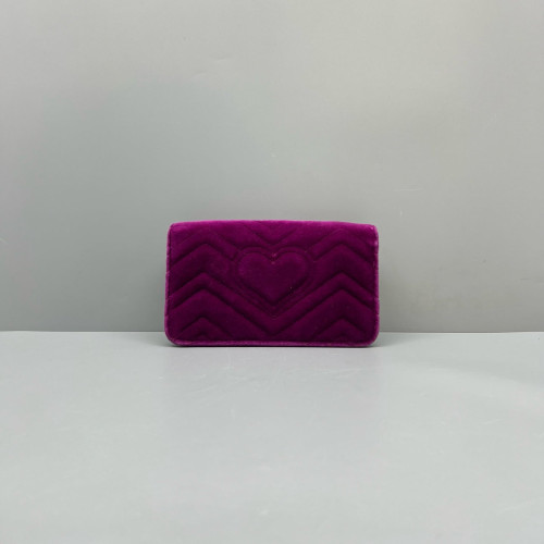 Gucci Matelasse GG Marmont Chain Wallet Velvet Purple