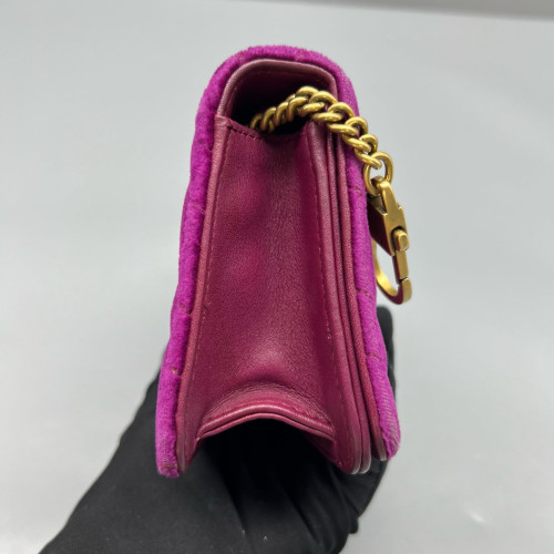 Gucci Matelasse GG Marmont Chain Wallet Velvet Purple