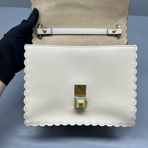 Fendi Small Kan I Calfskin White