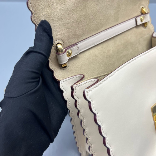 Fendi Small Kan I Calfskin White