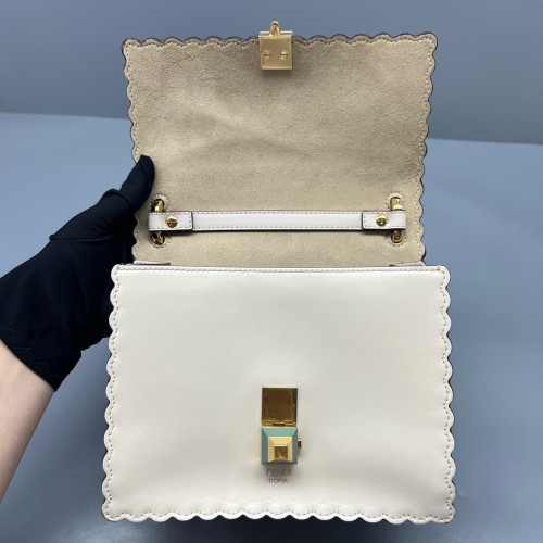 Fendi Small Kan I Calfskin White