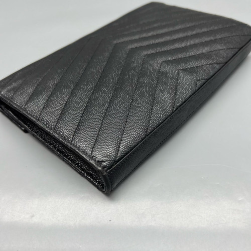 Yves Saint Laurent Envelope Wallet On Chain Shiny Caviar Calfskin Black