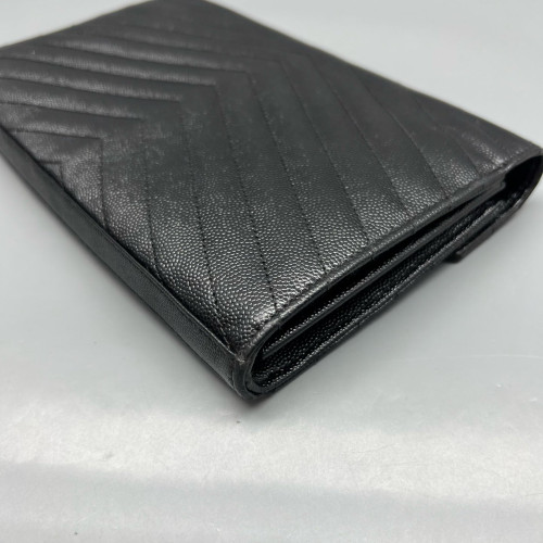 Yves Saint Laurent Envelope Wallet On Chain Shiny Caviar Calfskin Black