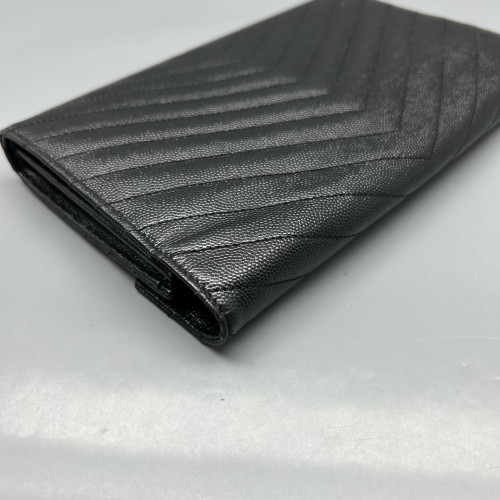 Yves Saint Laurent Envelope Wallet On Chain Shiny Caviar Calfskin Black