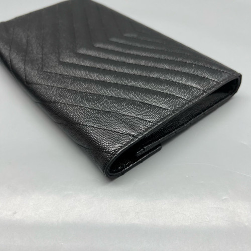 Yves Saint Laurent Envelope Wallet On Chain Shiny Caviar Calfskin Black