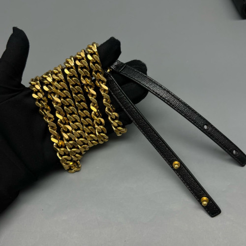 Yves Saint Laurent Envelope Wallet On Chain Shiny Caviar Calfskin Black