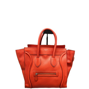 Celine Medium Luggage Phantom Grained Calfskin Red Orange