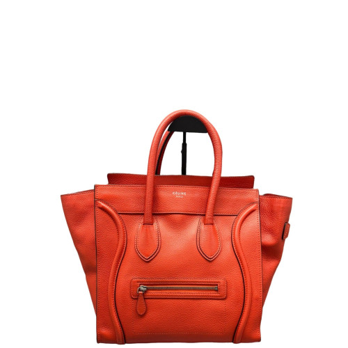 Celine Medium Luggage Phantom Grained Calfskin Red Orange