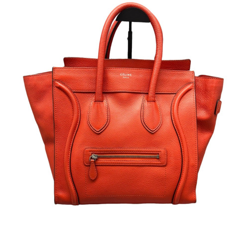 Celine Medium Luggage Phantom Grained Calfskin Red Orange