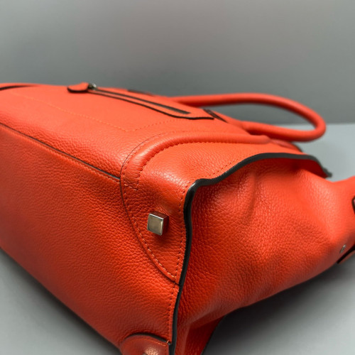 Celine Medium Luggage Phantom Grained Calfskin Red Orange