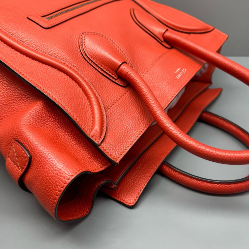 Celine Medium Luggage Phantom Grained Calfskin Red Orange