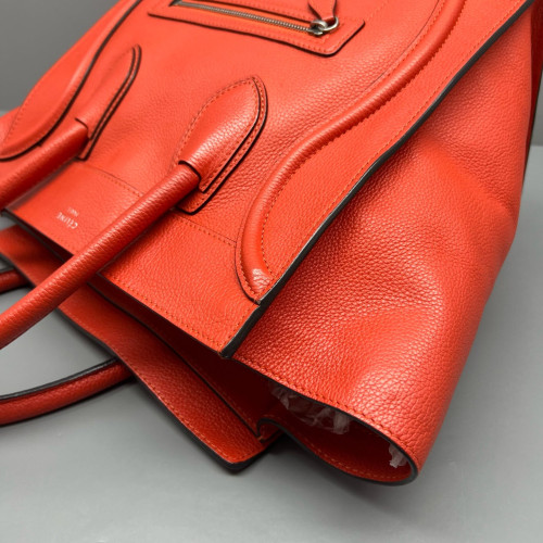 Celine Medium Luggage Phantom Grained Calfskin Red Orange