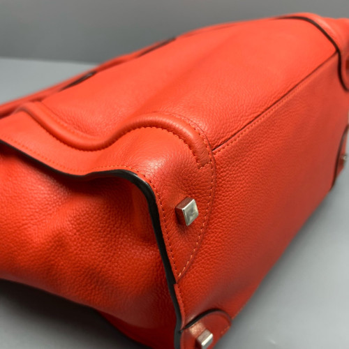 Celine Medium Luggage Phantom Grained Calfskin Red Orange