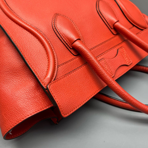 Celine Medium Luggage Phantom Grained Calfskin Red Orange