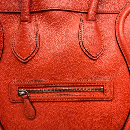 Celine Medium Luggage Phantom Grained Calfskin Red Orange