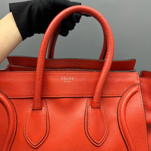 Celine Medium Luggage Phantom Grained Calfskin Red Orange