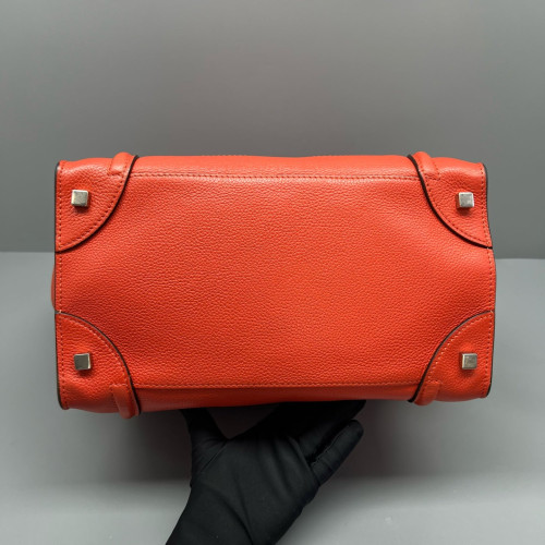 Celine Medium Luggage Phantom Grained Calfskin Red Orange