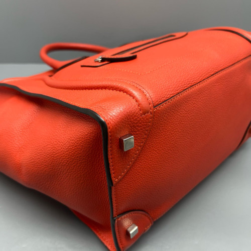 Celine Medium Luggage Phantom Grained Calfskin Red Orange