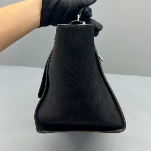Celine Medium Trapeze Grained Calfskin Suede Black