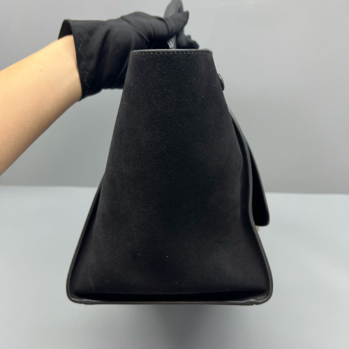 Celine Medium Trapeze Grained Calfskin Suede Black