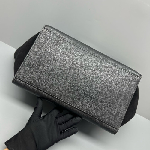 Celine Medium Trapeze Grained Calfskin Suede Black