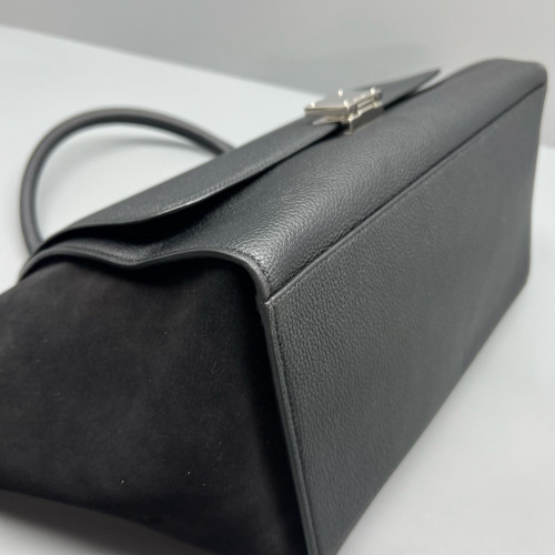 Celine Medium Trapeze Grained Calfskin Suede Black