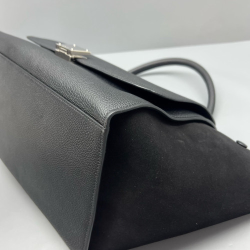 Celine Medium Trapeze Grained Calfskin Suede Black