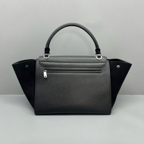 Celine Medium Trapeze Grained Calfskin Suede Black