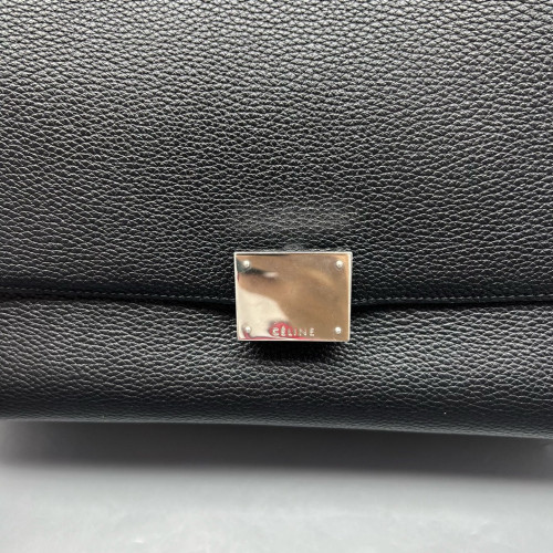 Celine Medium Trapeze Grained Calfskin Suede Black