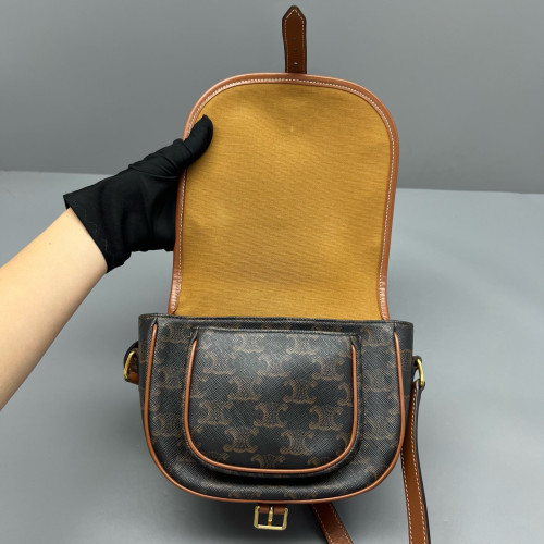 Celine Medium Folco Bag Triomphe Brown Black