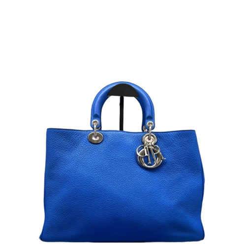 Dior Medium Diorissimo Tote Grained Calfskin Blue