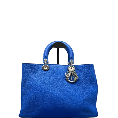 Dior Medium Diorissimo Tote Grained Calfskin Blue