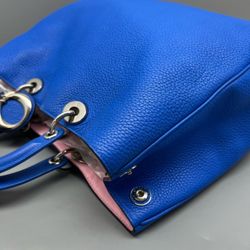 Dior Medium Diorissimo Tote Grained Calfskin Blue