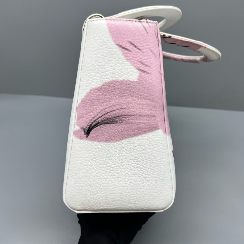 Dior Medium Lady Dior Grained Calfskin White Pink Black