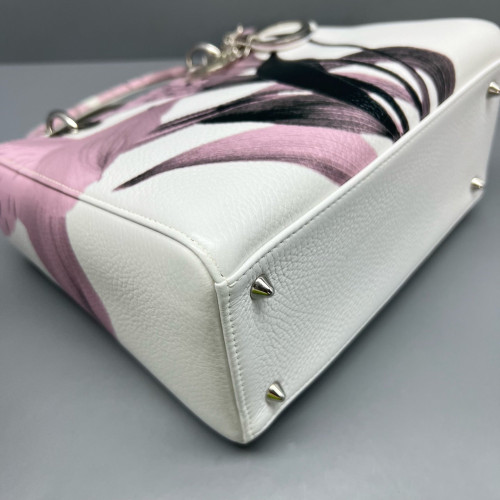 Dior Medium Lady Dior Grained Calfskin White Pink Black