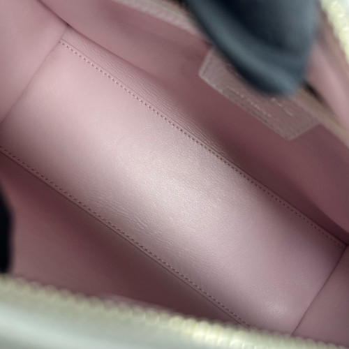Dior Medium Lady Dior Grained Calfskin White Pink Black
