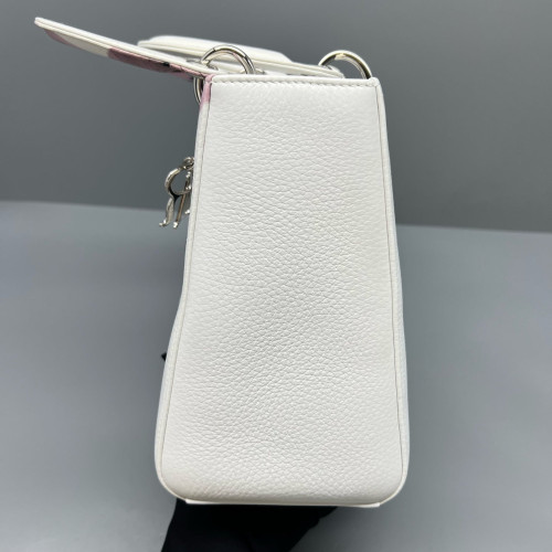 Dior Medium Lady Dior Grained Calfskin White Pink Black