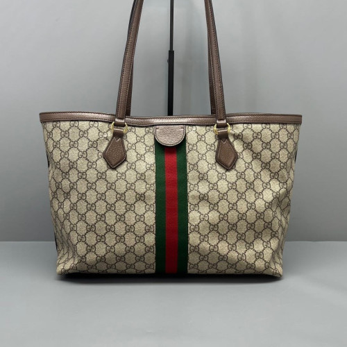 Gucci Ophidia Tote Bag GG Supreme Monogram Beige Ebony