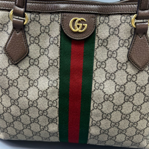 Gucci Ophidia Tote Bag GG Supreme Monogram Beige Ebony