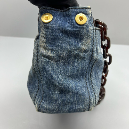 Prada Hobo Denim Resin Blue Brown Prada Hobo Denim Resin Blue Brown