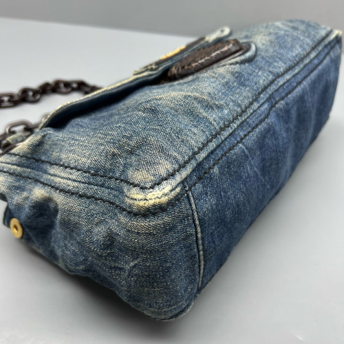 Prada Hobo Denim Resin Blue Brown Prada Hobo Denim Resin Blue Brown