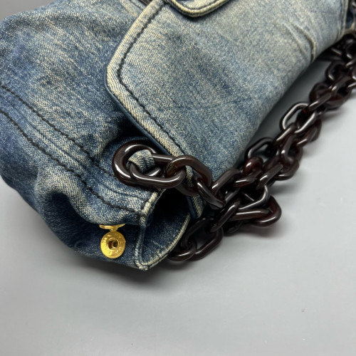Prada Hobo Denim Resin Blue Brown Prada Hobo Denim Resin Blue Brown