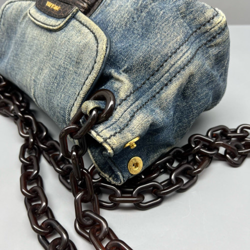 Prada Hobo Denim Resin Blue Brown Prada Hobo Denim Resin Blue Brown