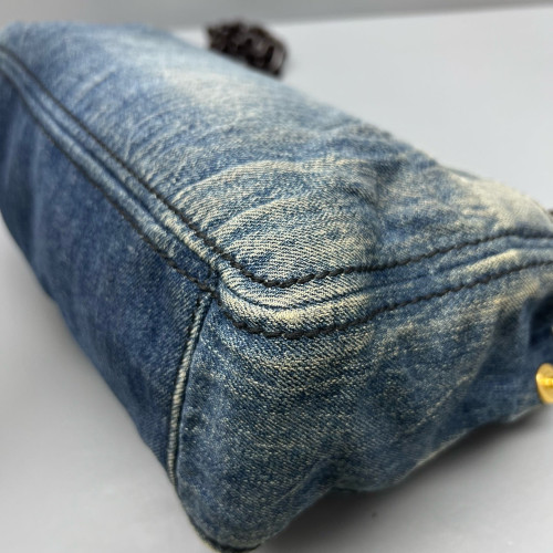 Prada Hobo Denim Resin Blue Brown Prada Hobo Denim Resin Blue Brown